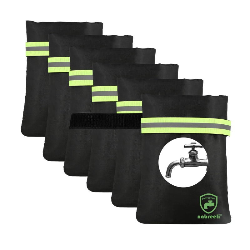 6Pack Outdoor Faucet Covers for Winter: Freeze Protection 8.5""x5.9""x1.9"" Hose Bib Insulation Cover Waterproof & Frost Free Outside Spigot Cover Winter Insulated Covers with Reflective Strips(Black)